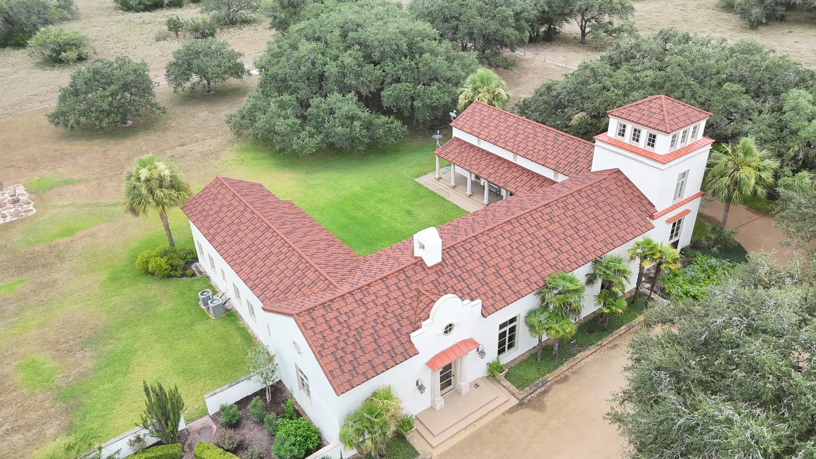 DECRA stone coated steel roofing project Houston — aerial view 7