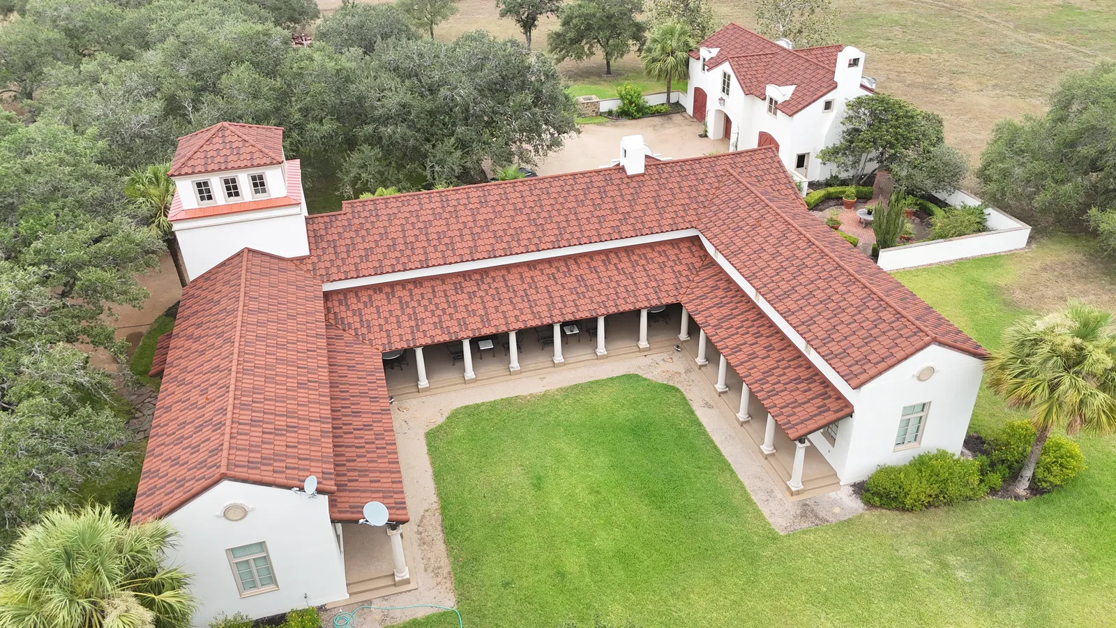 DECRA Villa Tile roof by RISE Roofing — final aerial view 8