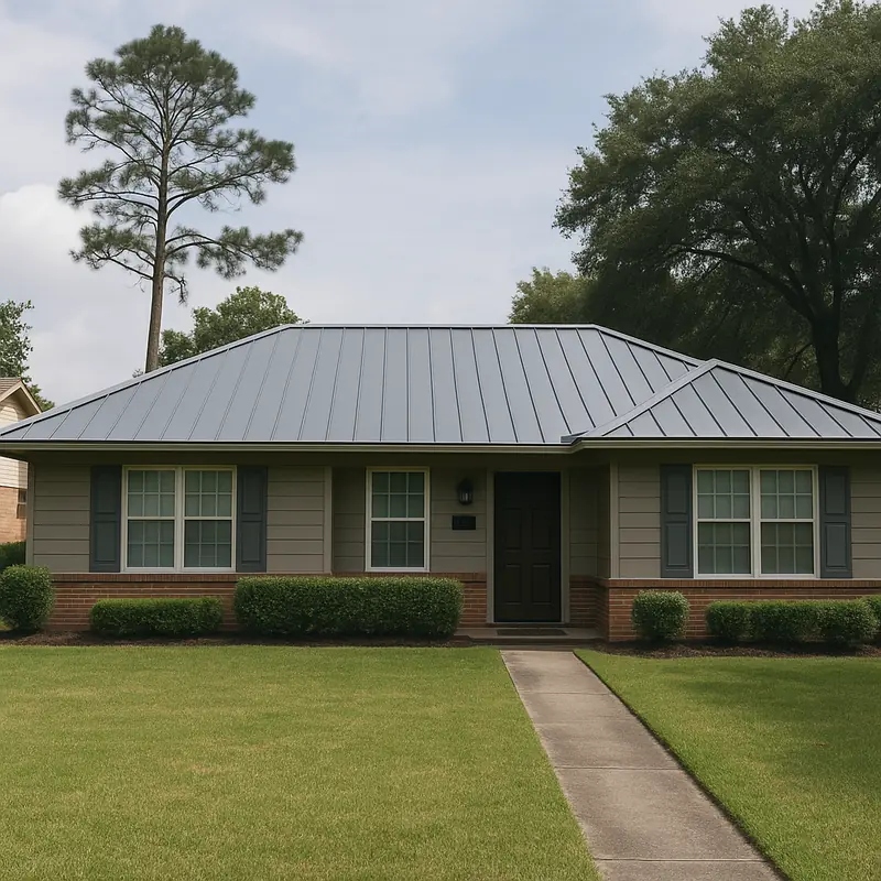 Standing seam metal roof on a Houston-area ranch home