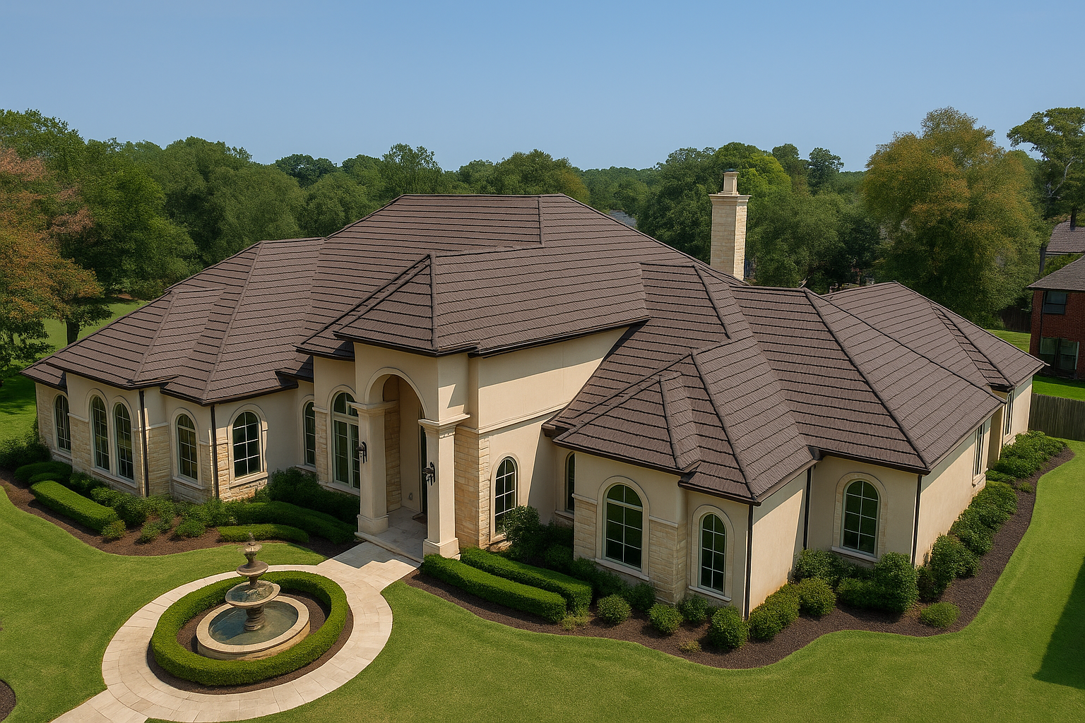 Impact-resistant stone coated steel roof by RISE Roofing in Houston TX